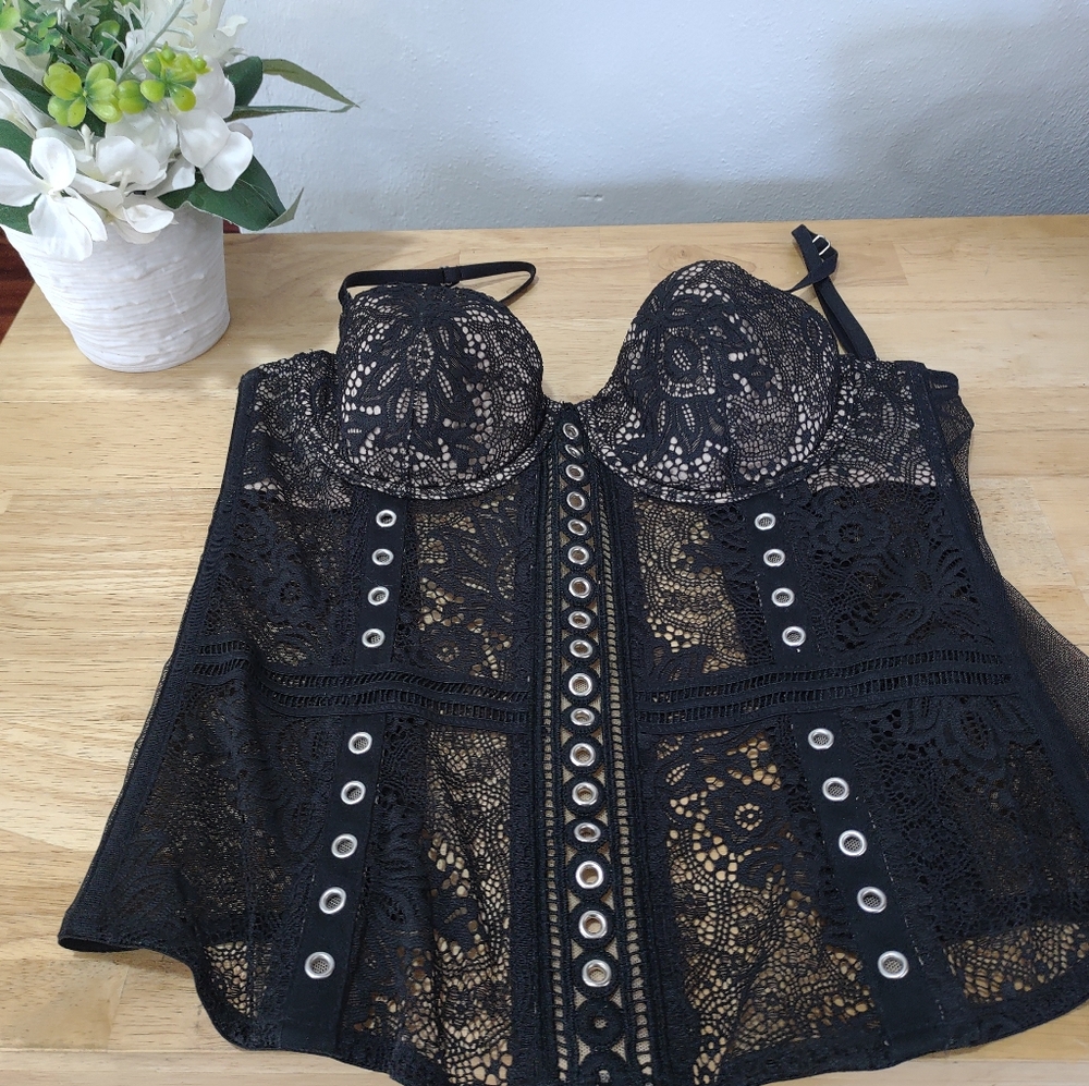 Victoria's Secret Black Lace Corset Top